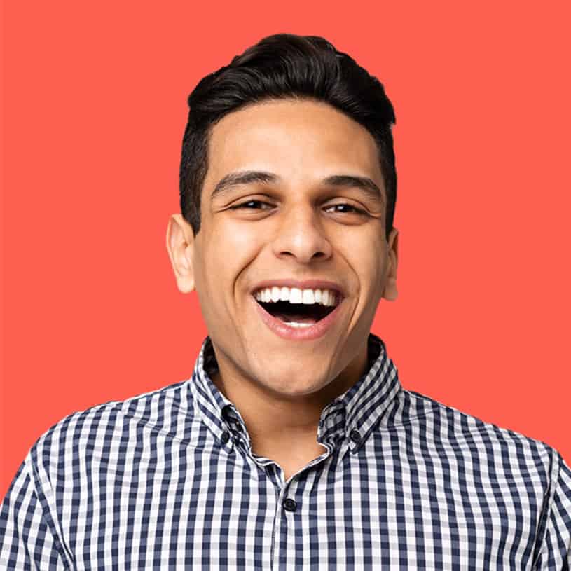 Young man happy to create his website with duos creative mind